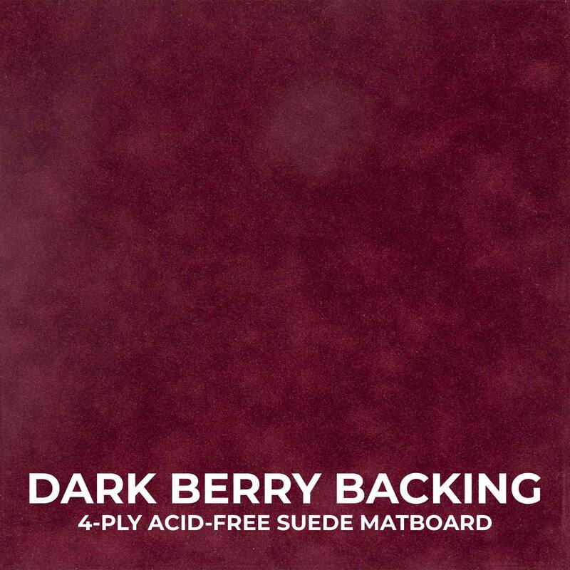 14x28 Shadow Box Frame Textured Black Wood Includes a Dark Berry Real Suede Texture Acid-Free Backing Board