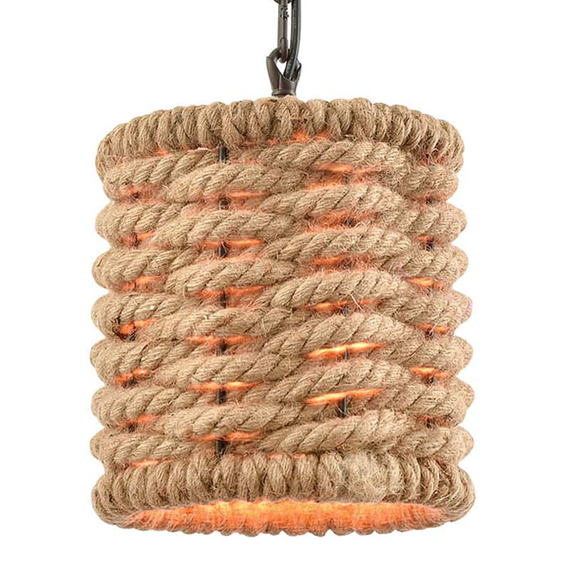 Elk Home Weaverton Oiled Bronze With Rope Shade 1 Light Pendant
