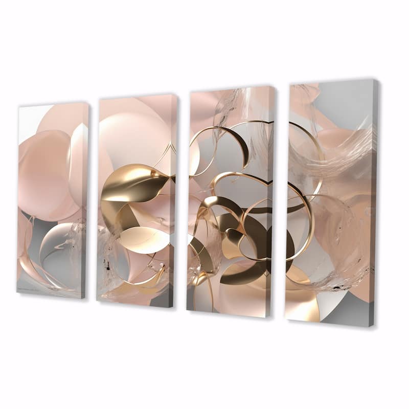 Designart "Liquid Art Gold And Pink Effervescence" Abstract Multipanel Wall Art Living Room set