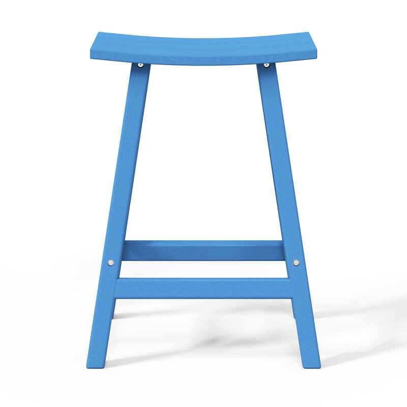 Laguna Hdpe All Weather Outdoor Patio 24" Saddle Seat Counter Stool (Set Of 2)