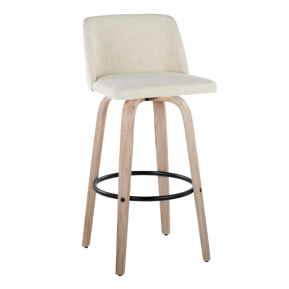 The Gray Barn Vallberga 30" Fixed-Height Bar Stool with White Washed Wood Base (Set of 2)