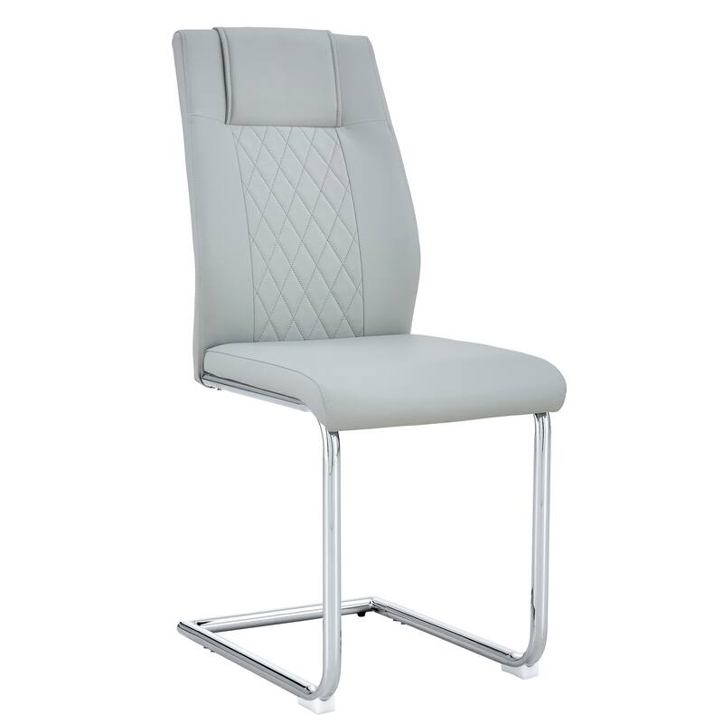 Leather Dining Chair Set of 6 Office Chair with C-Shaped Metal Legs