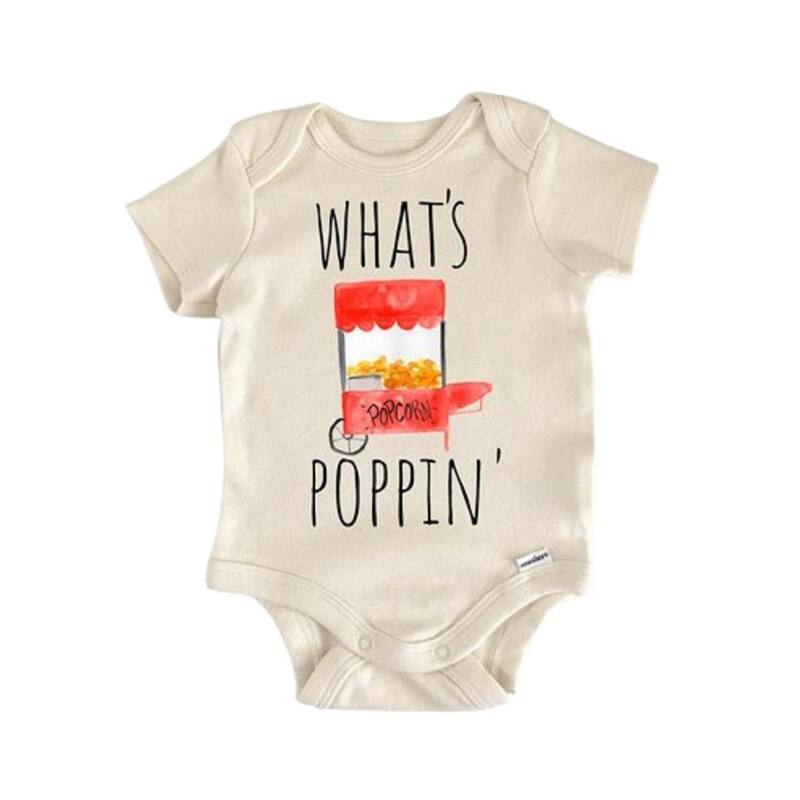 Movie Popcorn Night Tv - Baby Boy Girl Clothes Infant Bodysuit Funny Cute Newborn - Pink - 0-3M