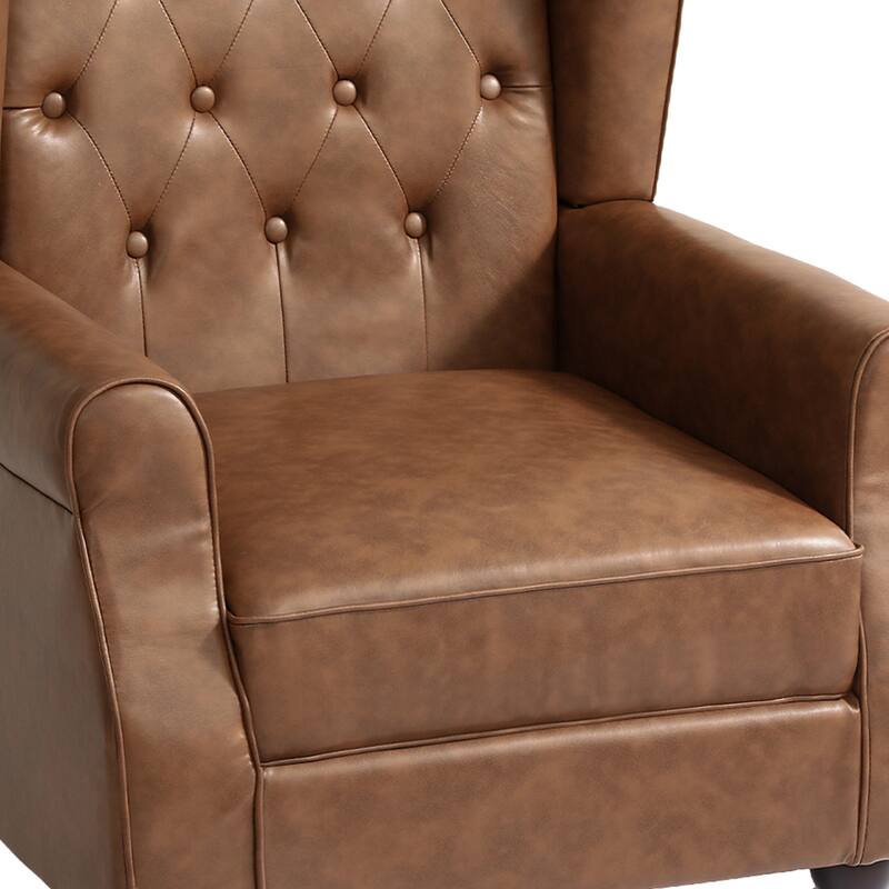 Set of 2 Vegan Leather Upholstered Button Tufted Accent Chair