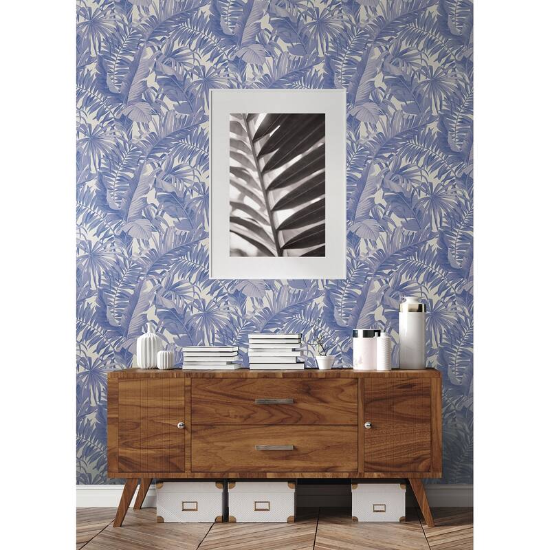 NuWallpaper Periwinkle Maui Leaf Peel & Stick Wallpaper - 216in x 20.5in x 0.025in