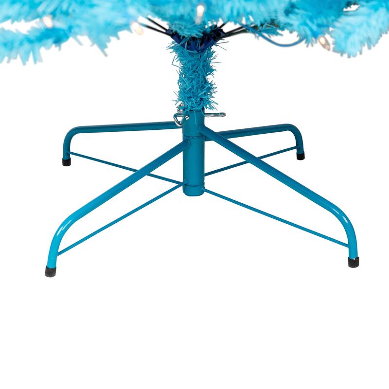 Pre-Lit Medium Pine Artificial Christmas Tree - 6' - Sky Blue - Clear Lights - 6 Foot