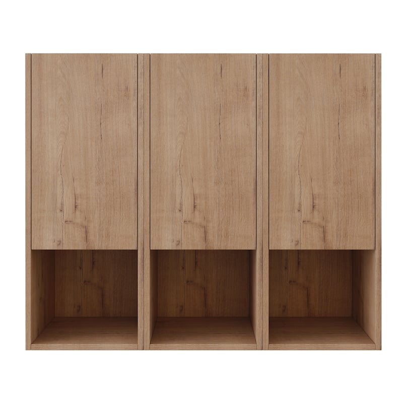 Wall Mounted Bathroom Side Cabinet with Reversible Door, Floating Storage Cabinet with Open Shelves