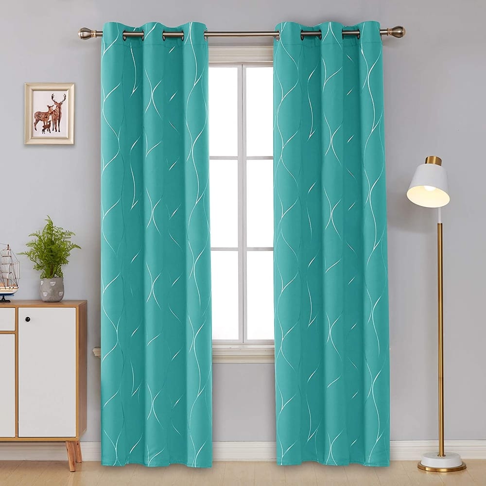 Deconovo Silver Line 42 Width Curtain Panel Pair (2 Panel)