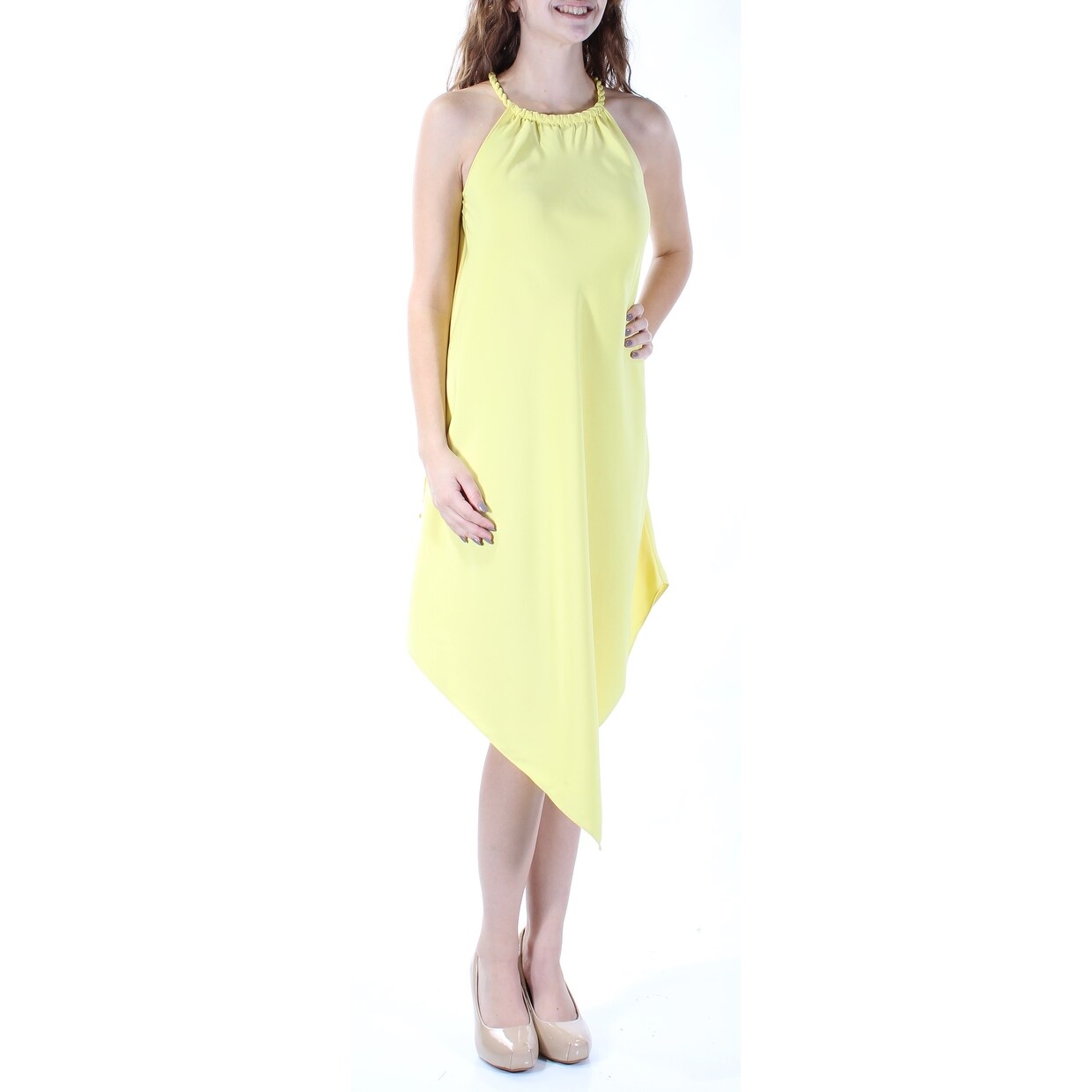 yellow asymmetrical dress