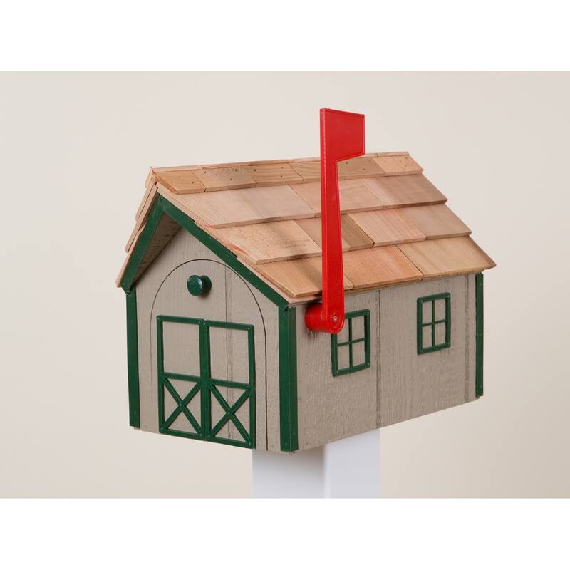 Wooden Mailbox - Clay/Green