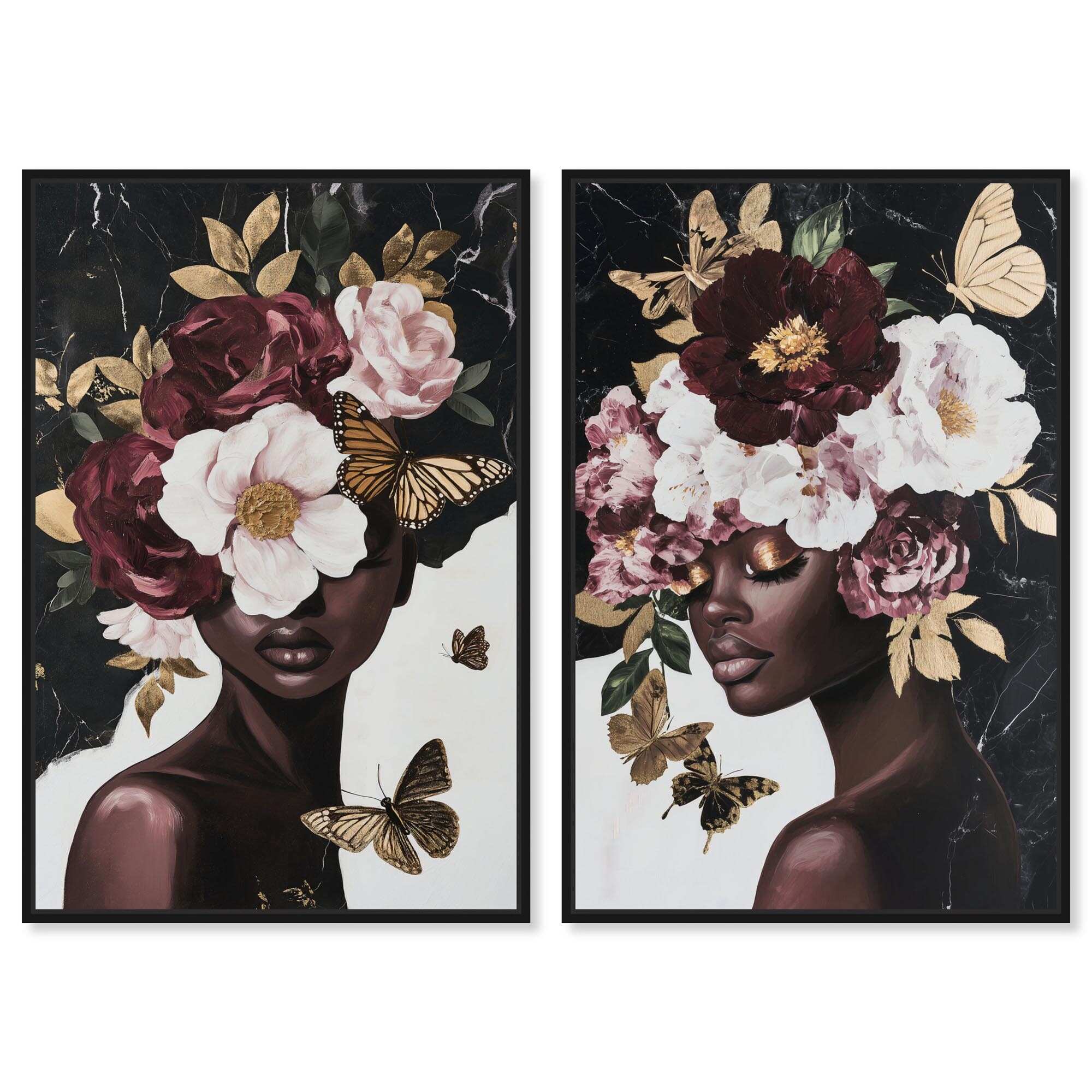 Her Collection Floral Art Set Canvas Print by Art Remedy