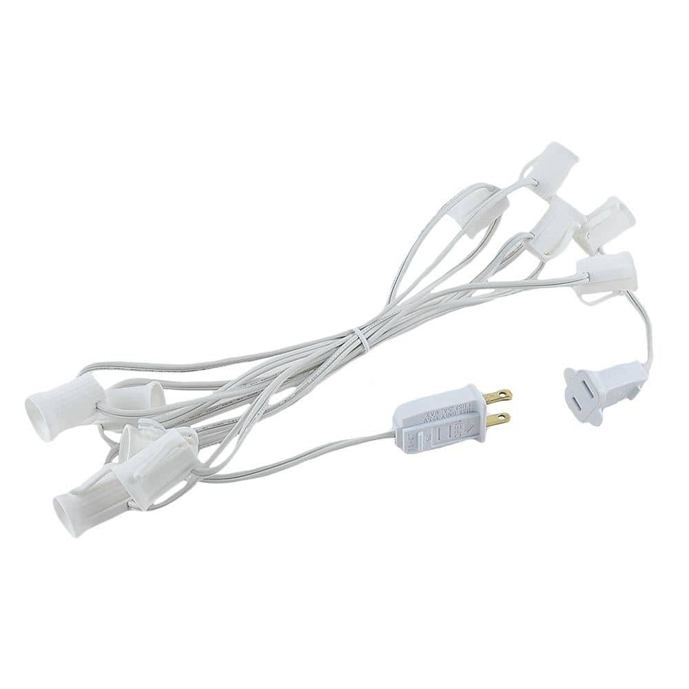 10 Foot C9 Outdoor Patio Christmas Stringer, C9/E17 Base, 12" Space, Green Wire