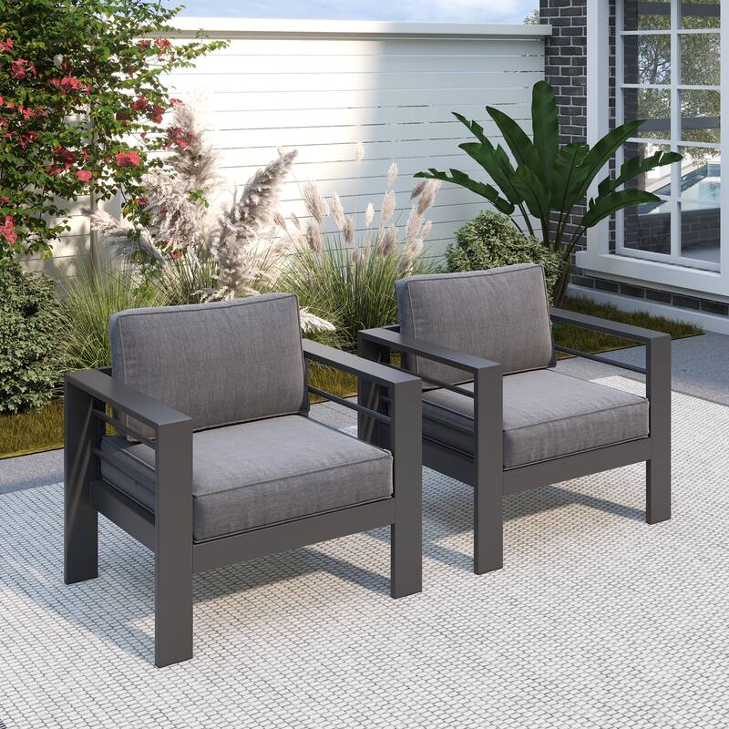 Royalcraft 2 PCS Aluminum Outdoor Armchair - Dark Grey