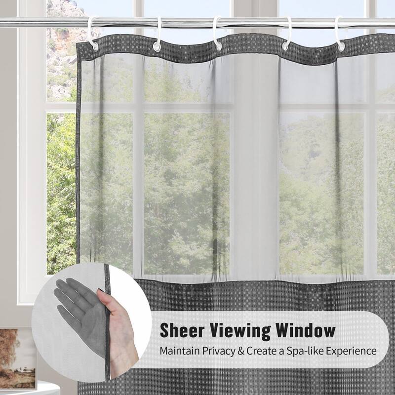 Extra Long 72x81 Shower Curtain Set with Snap-in Liner, Charcoal Grey