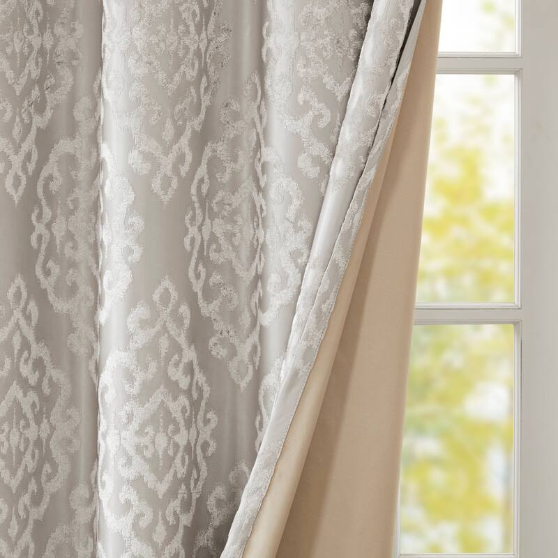 SunSmart Mirage Knitted Jacquard Total Blackout Grommet Window Curtain Panel