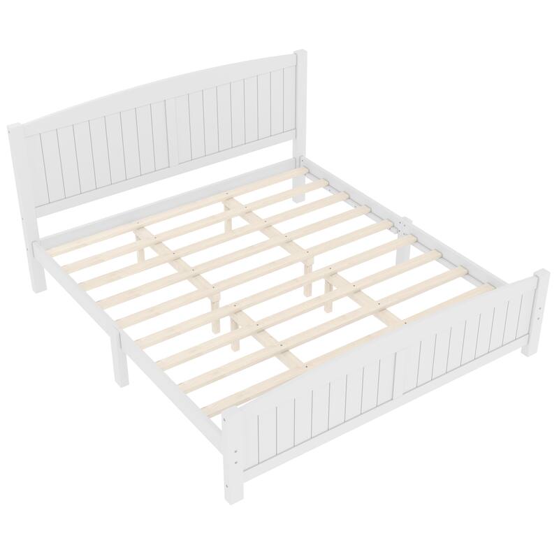 King Size Platform Bed, Solid Wood Platform Bed with Support Slats and Strong Structure, No Box Spring Needed