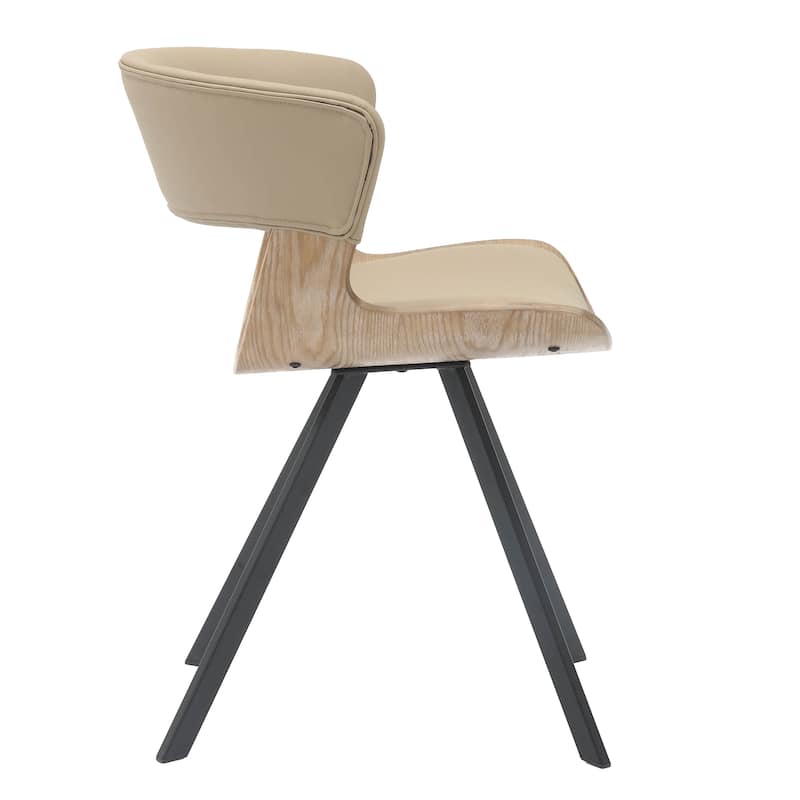 Dining Chair Upholstered in Leather or Velvet in Black Iron with Curved Open-Back Design Side Chair