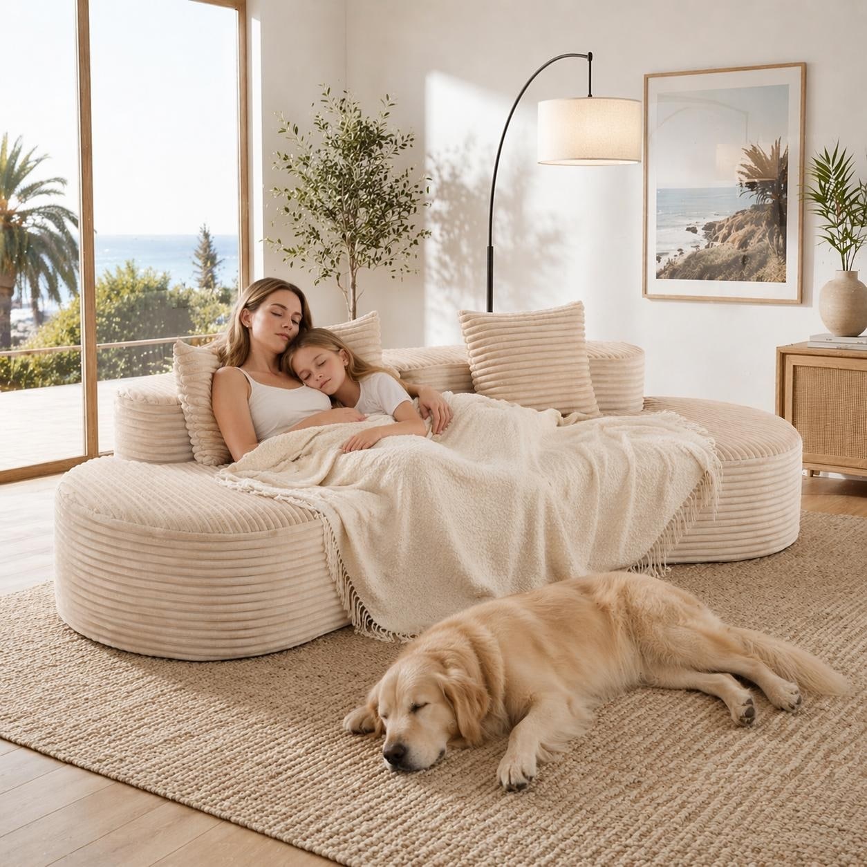 Luxurious Corduroy Lounge Sofa