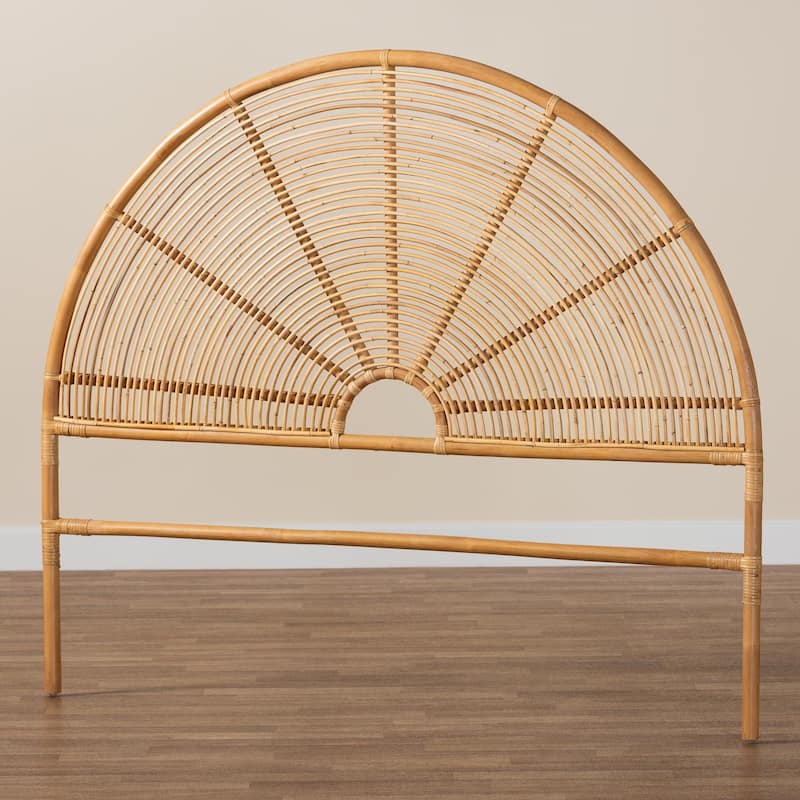 Nina Modern Bohemian Honey Rattan Queen Size Standalone Headboard