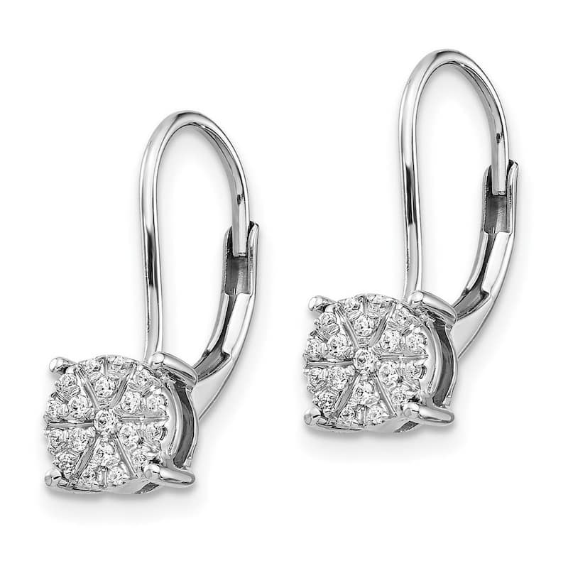 Curata 14k White Gold Diamond Leverback Earrings - 19x13mm Wide