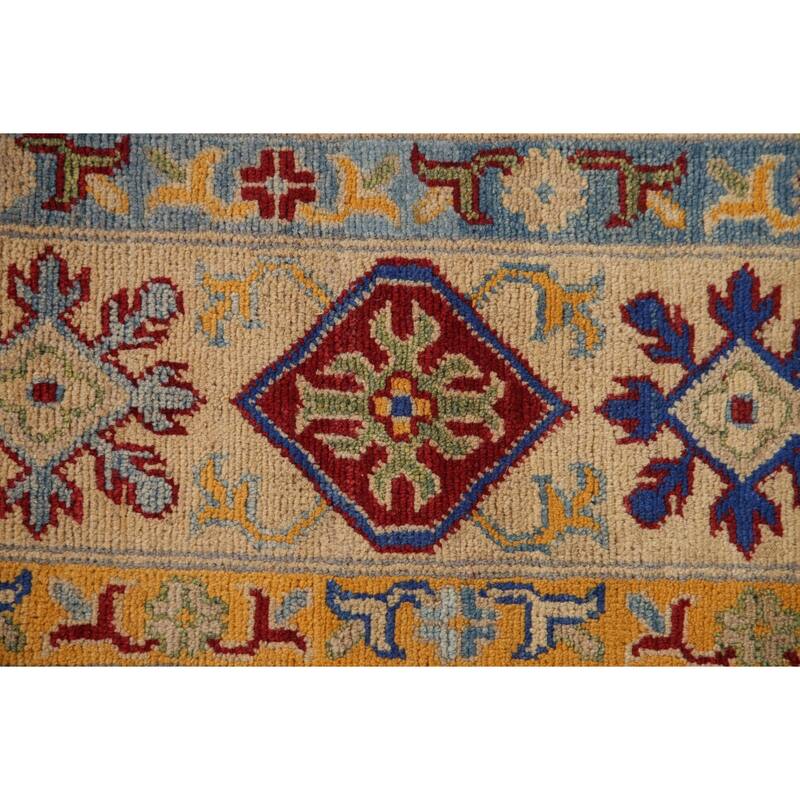 Red Kazak Living Room Area Rug Handmade Wool Carpet - 6'5" x 9'9"