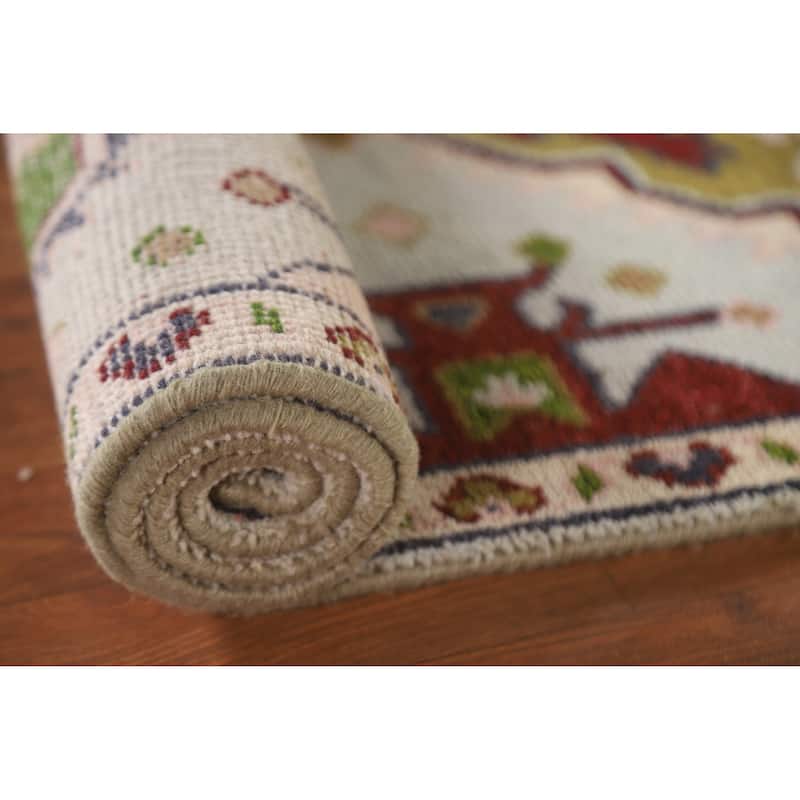 Geometric Blue Kazak Indian Runner Rug Handmade Wool Carpet - 2'7"x 11'5"