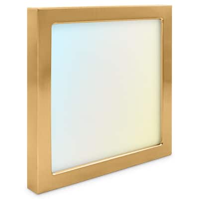 Luxrite 6 Inch Square LED Flush Mount Ceiling Light, 15W 1000LM, 5CCT 2700K-5000K, Dimmable - Brass
