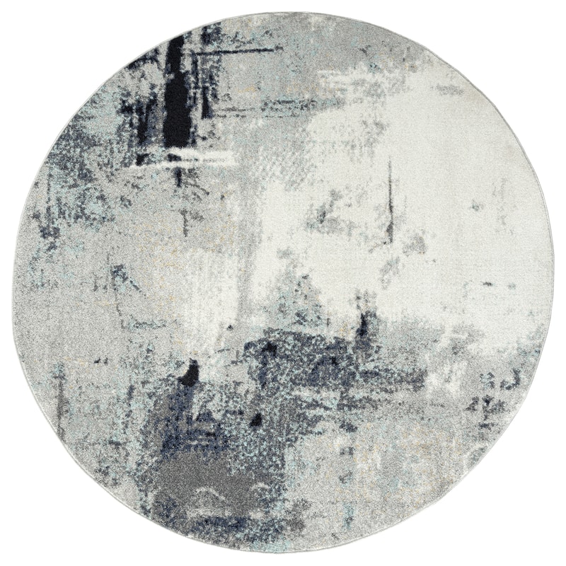 Strick & Bolton Intveld Grey/ White Area Rug - 8' Round - Grey/White