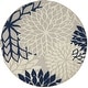 preview thumbnail 30 of 112, Nourison Aloha Floral Modern, Indoor/Outdoor Area Rug 4' x Round - Ivory/Navy Blue