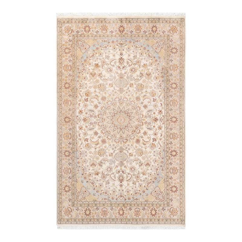 Overton Hand Knotted Wool Traditional Oriental Ivory Area Rug - 5' x 8' - Ivory - 5' x 8'