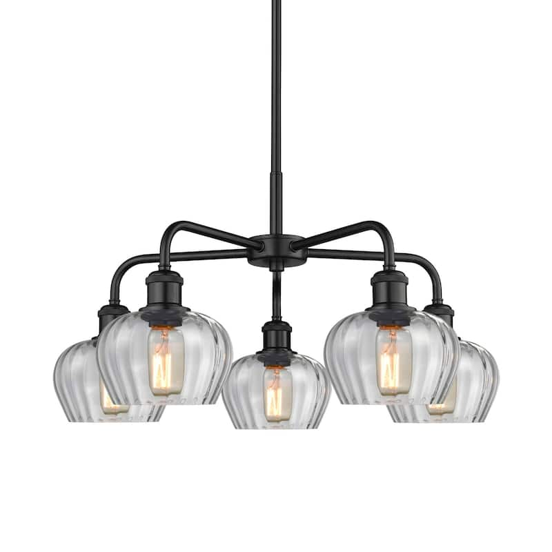 Innovations Lighting 516-5CR-14-25 Fenton Chandelier Fenton 5 Light - Matte Black / Clear