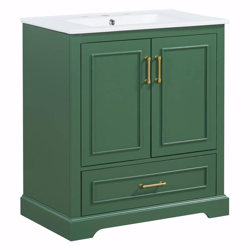 24" Bathroom Vanity with Sink - MDF Cabinet and Solid Wood Frame