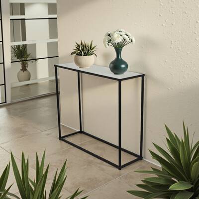 Pix Nesting Plant Stand Table Set of 3, Black Metal, Rectangular Glass