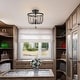 preview thumbnail 16 of 16, Modern Farmhouse 3-Light Flush Mount Bohemian Distressed Wood Ceiling Lights