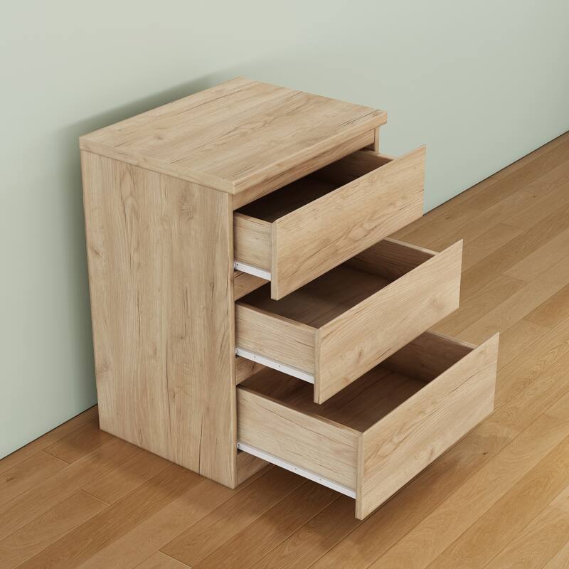 19.7-Inch Nightstand with 3 Drawers, Beside Table with Drawers Handle Free Design,Thickened Top Plate,for Bedroom,Living Room