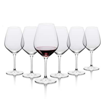 TABLE 12 19.25-Ounce Red Wine Glasses, Set of 6, Lead-Free Crystal, Break Resistant