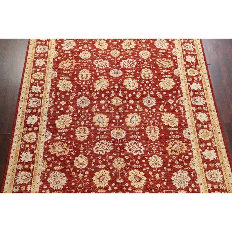 Vegetable Dye Floral Chobi Peshawar Area Rug Hand-knotted Wool Carpet - 9'1" x 12'0"