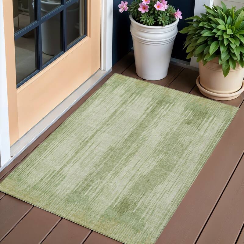 HomeRoots Striped Transitional Rectangle Outdoor Rug - 3' x 5'