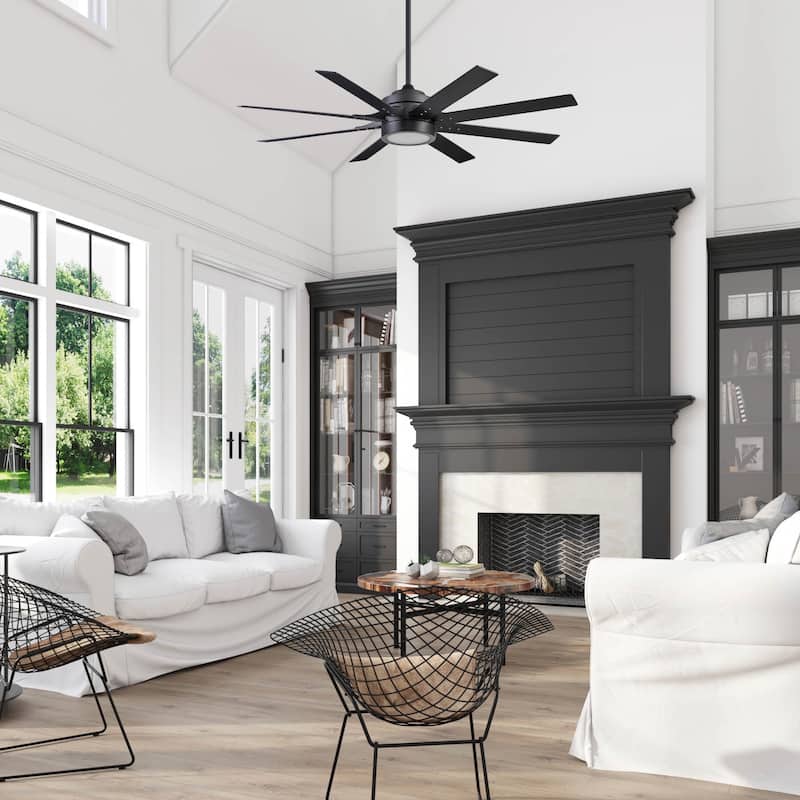 62" Honeywell Xerxes Indoor Contemporary Ceiling Fan with Remote, Matte Black