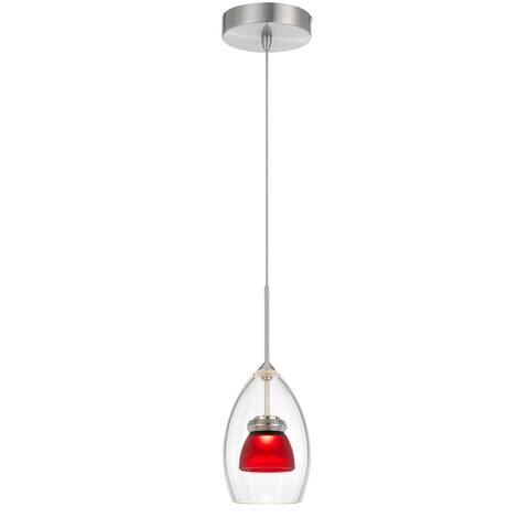 Series Clear Red Frost Glass Pendant with Canopy