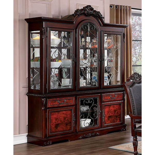 Furniture of America Baburam Traditional Cherry 15shelf Hutch and