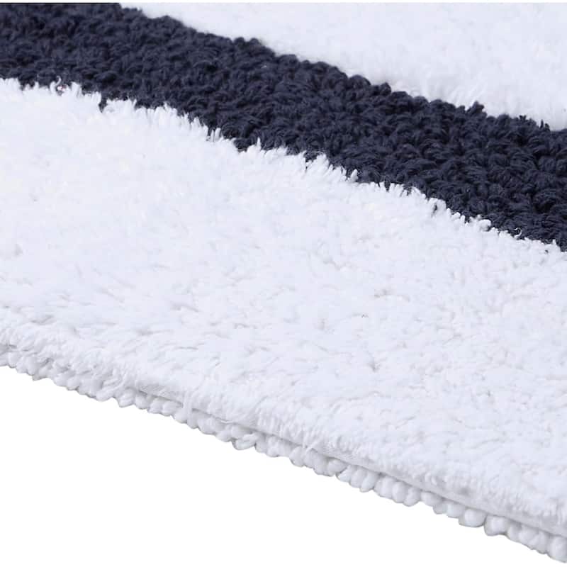 Better Trends Hotel Collection in Race Track 100% Cotton Super Absorbent Reversible Double Sided Machine Washable Bath Mat Rug