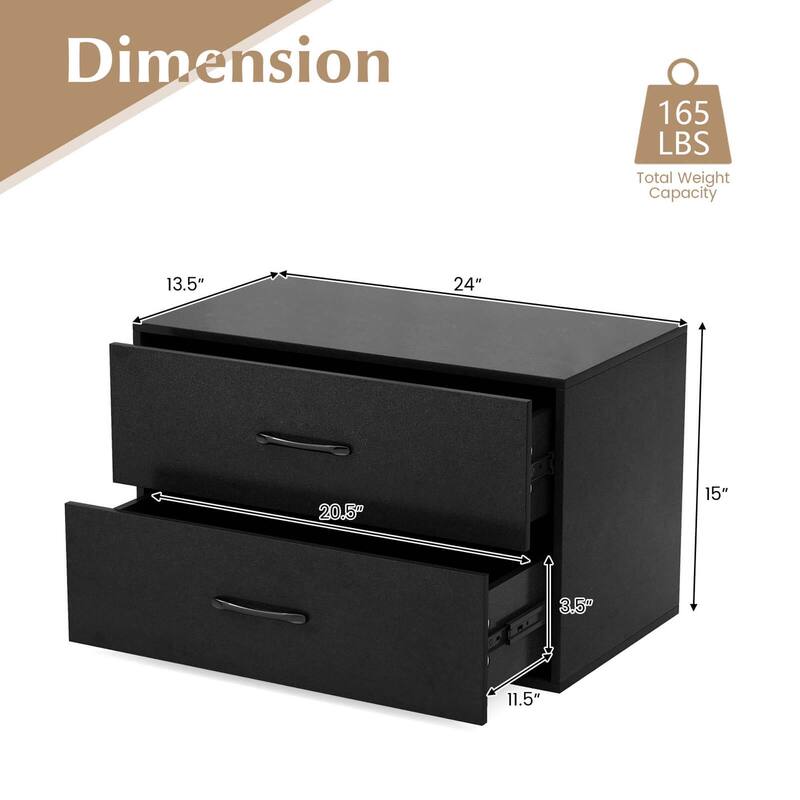Costway 2-Drawer Dresser Stackable Horizontal Storage Organizer - See Details