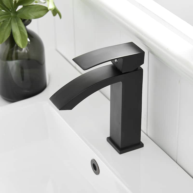 Black Bathroom Faucet, Brushed Black Faucet for Bathroom Sink, Black Single Hole Bathroom Faucet Modern Single Handle