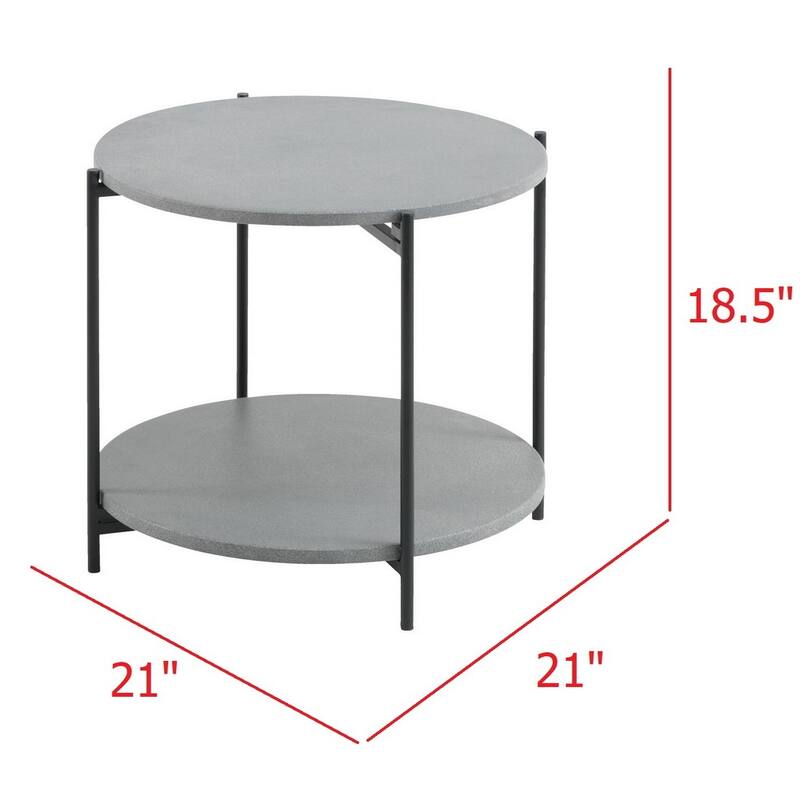 DreamPatio Arena Patio Side Table - 21" x 21" x H18.5" - Black&Grey