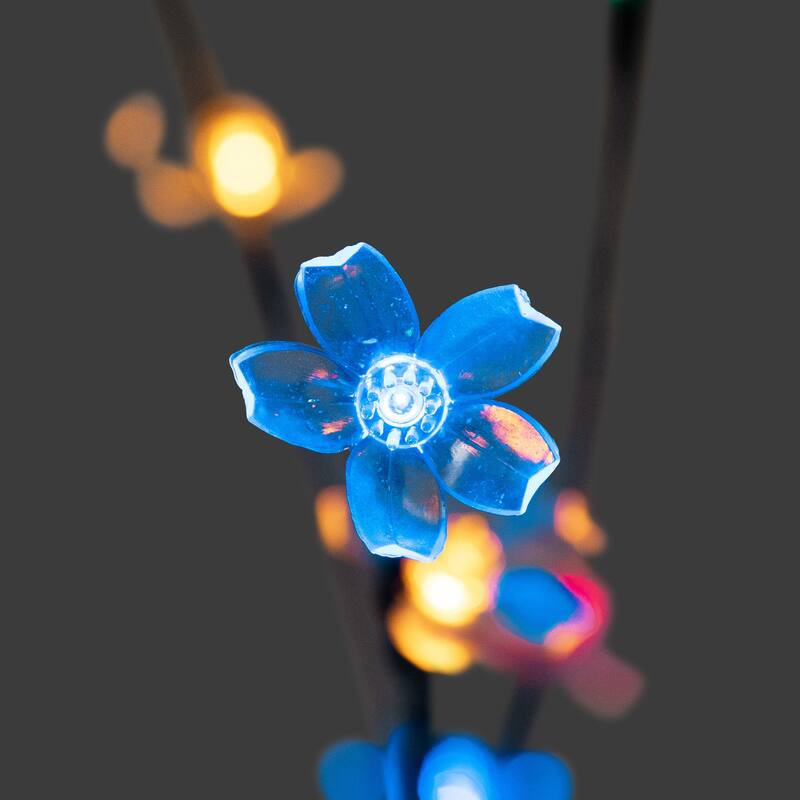 3 Cherry Blossom Artificial Tree Branches 2.5' Multicolor LED Lights