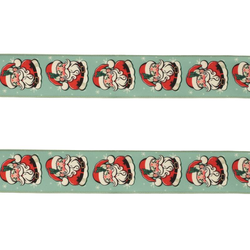Nostalgic Santa Print Wired Ribbon (Set of 2) - N/A