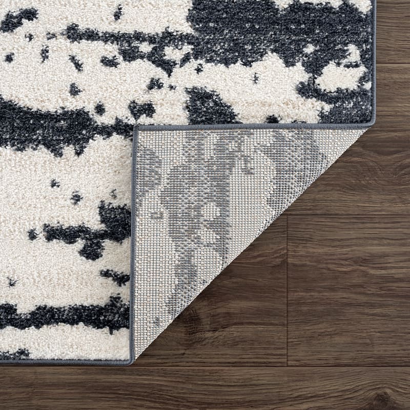 Abani Rugs Nuevo NUE130A Cream and Black Ink Splatter Area Rug