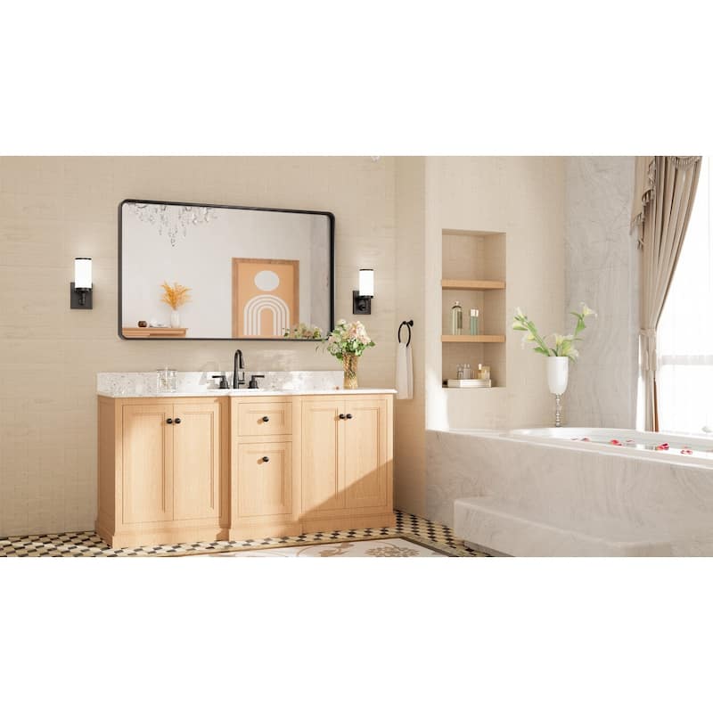 TETOTE Modern Metal Frame Wall Mounted Bathroom Vanity Mirror
