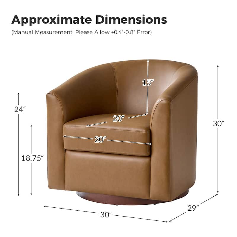 Haley Modern Swivel Barrel Faux Leather Chair with Solid Wood Base Set of 2 by HULALA HOME